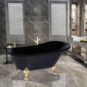 بانيو مستقل بأرجل بتصميم كلاسيكي — 170×77 سم، أسود